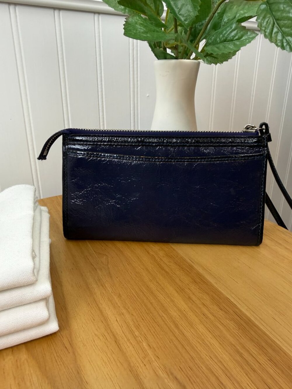 Coach Poppy Collection Dark Blue Purple Patent Leather Wristlet - Picture 4 of 7